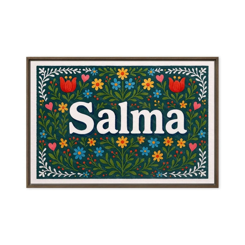 Salma Name Art - Floral Farmhouse personalized wall print for kids
