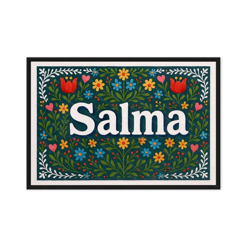 Salma Name Art - Floral Farmhouse personalized wall print for kids