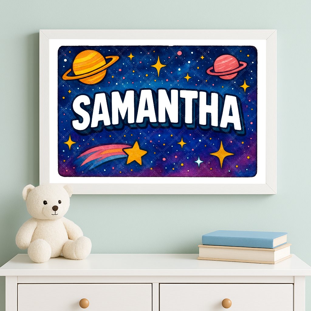 Personalized space name art for Samantha