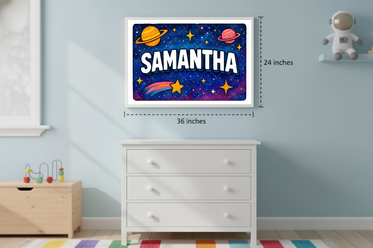Personalized space name art for Samantha