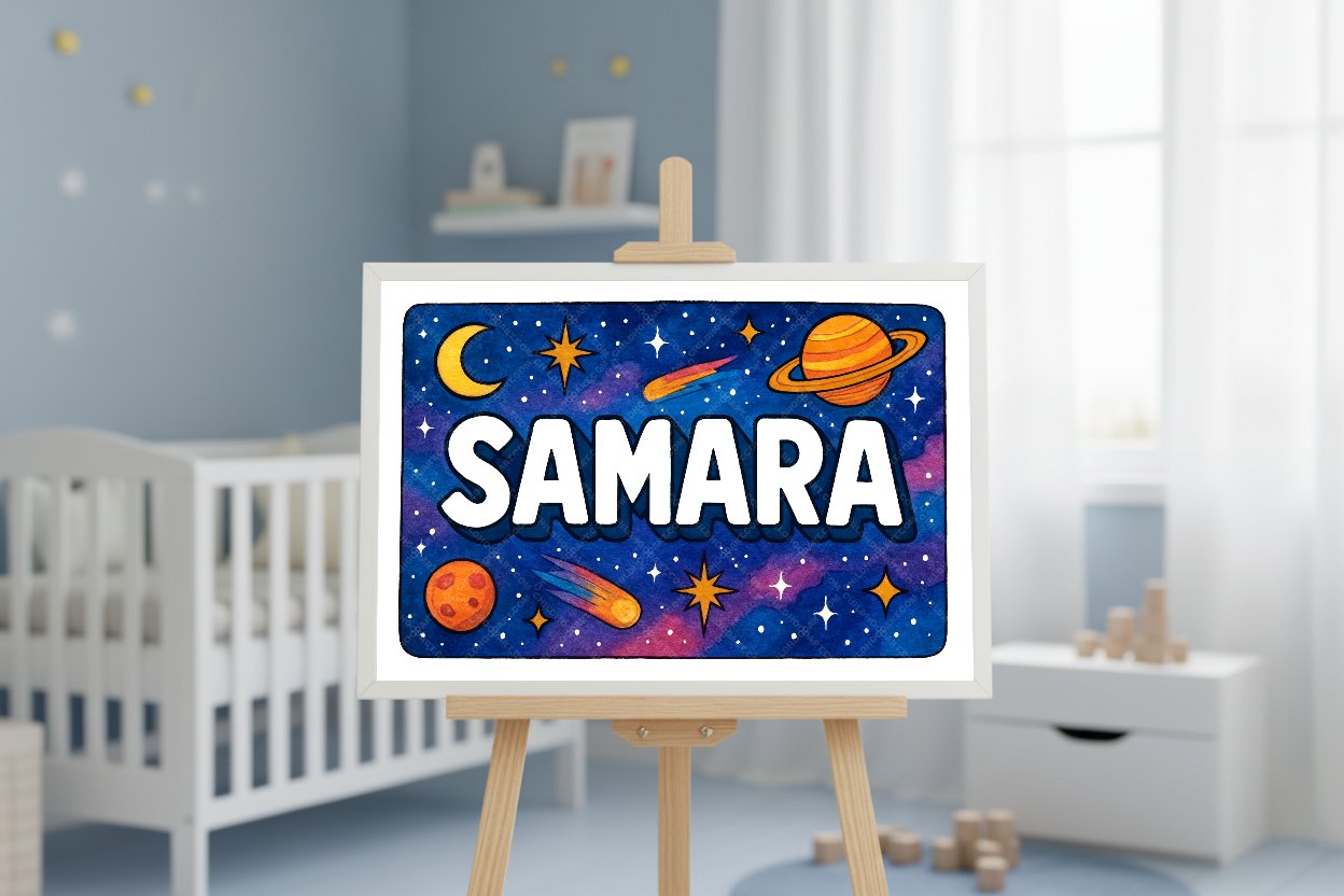 Personalized space name art for Samara