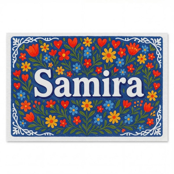 Personalized Samira name art print in the Floral farmhouse style