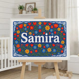 Samira Name Art - Floral Farmhouse personalized wall print for kids