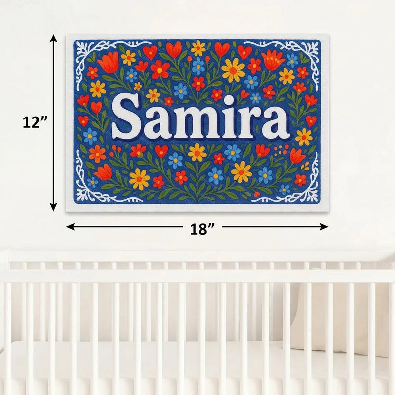 Samira Name Art - Floral Farmhouse personalized wall print for kids