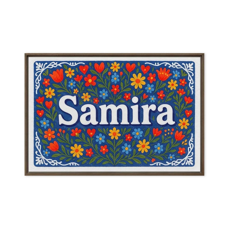 Samira Name Art - Floral Farmhouse personalized wall print for kids