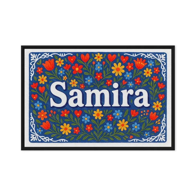 Samira Name Art - Floral Farmhouse personalized wall print for kids