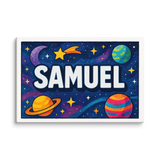 Samuel Name Art - Space Explorers personalized wall print for kids