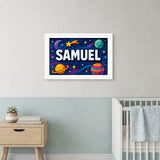 Samuel Name Art - Space Explorers personalized wall print for kids