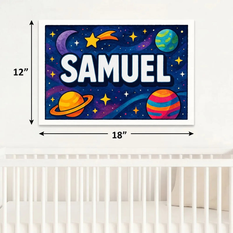 Samuel Name Art - Space Explorers personalized wall print for kids