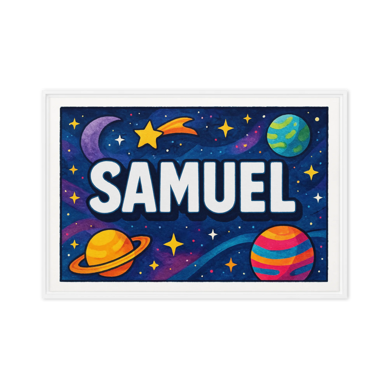 Samuel Name Art - Space Explorers personalized wall print for kids