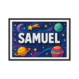 Samuel Name Art - Space Explorers personalized wall print for kids