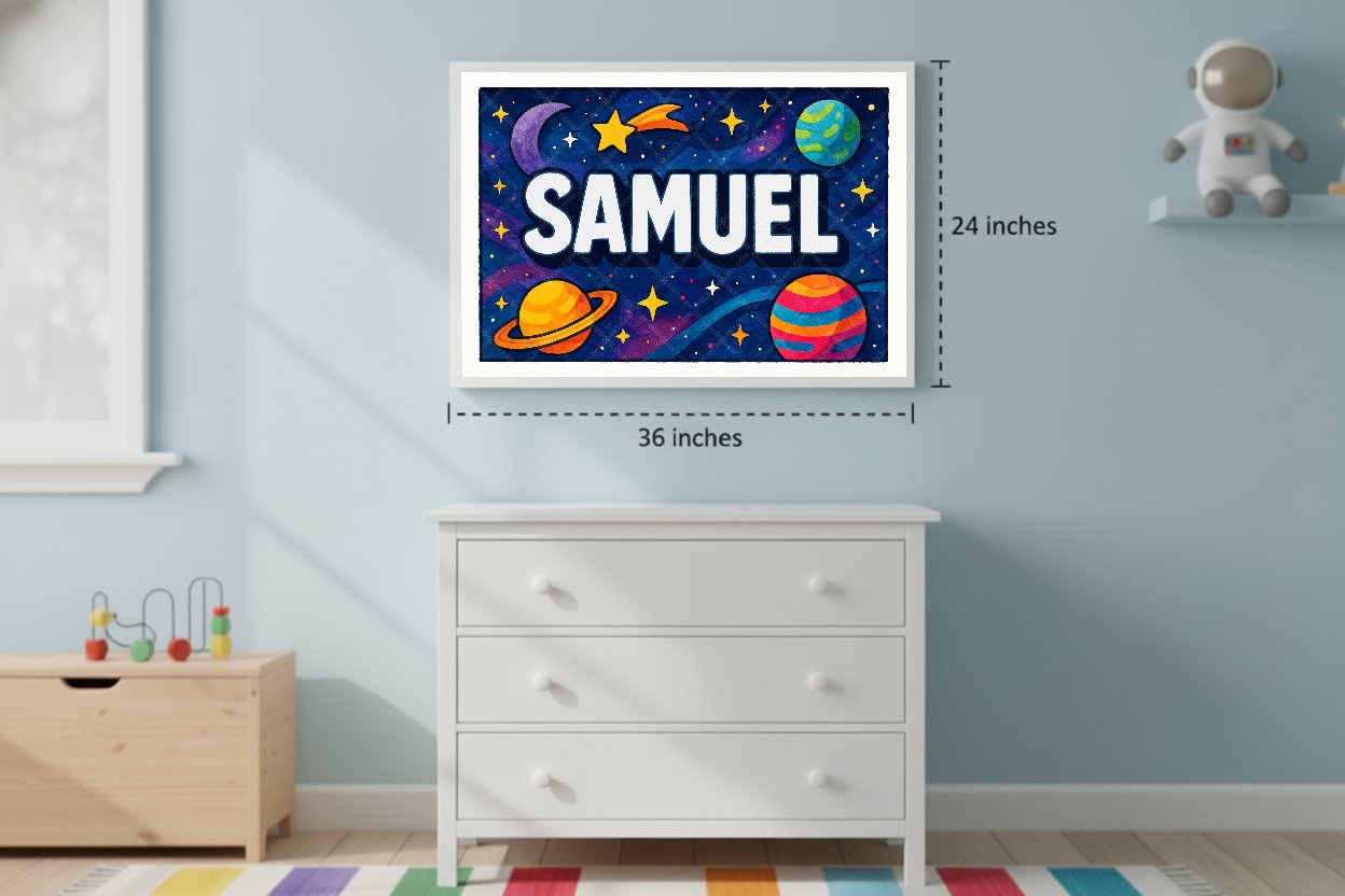 Personalized space name art for Samuel