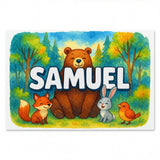 Samuel Name Art - Forest Friends personalized wall print for kids