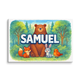 Samuel Name Art - Forest Friends personalized wall print for kids
