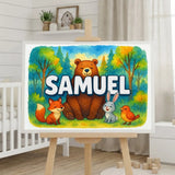 Samuel Name Art - Forest Friends personalized wall print for kids