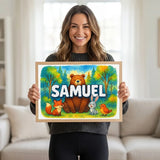 Samuel Name Art - Forest Friends personalized wall print for kids