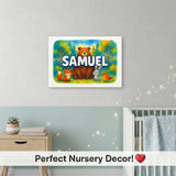 Samuel Name Art - Forest Friends personalized wall print for kids