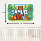 Samuel Name Art - Forest Friends personalized wall print for kids
