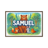 Samuel Name Art - Forest Friends personalized wall print for kids