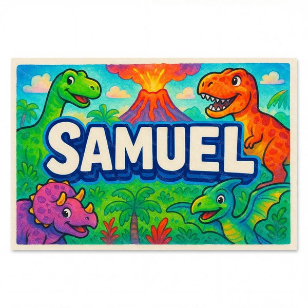 Samuel Name Art - Dinosaur Adventure Personalized Wall Art