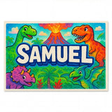 Samuel Name Art - Dinosaur Adventure personalized wall print for kids