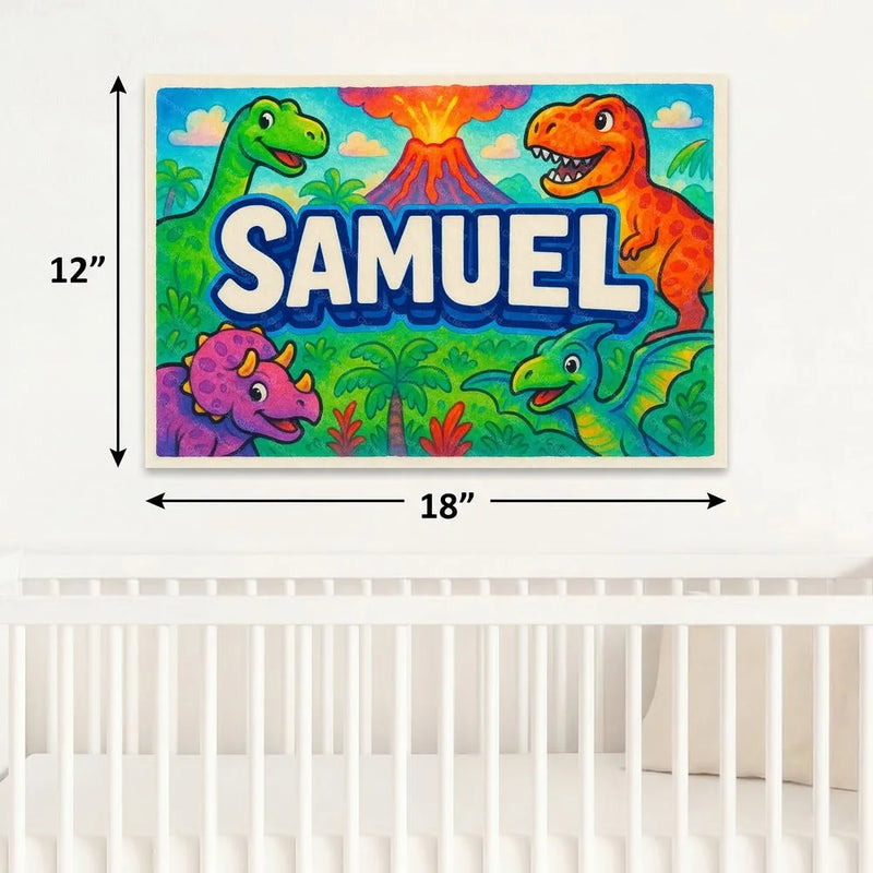 Samuel Name Art - Dinosaur Adventure personalized wall print for kids