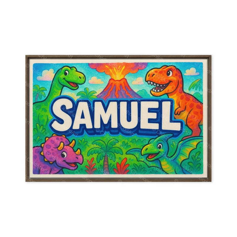 Samuel Name Art - Dinosaur Adventure personalized wall print for kids