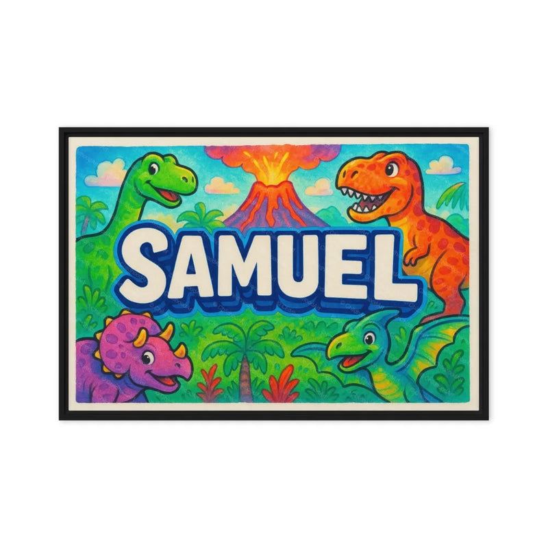 Samuel Name Art - Dinosaur Adventure personalized wall print for kids
