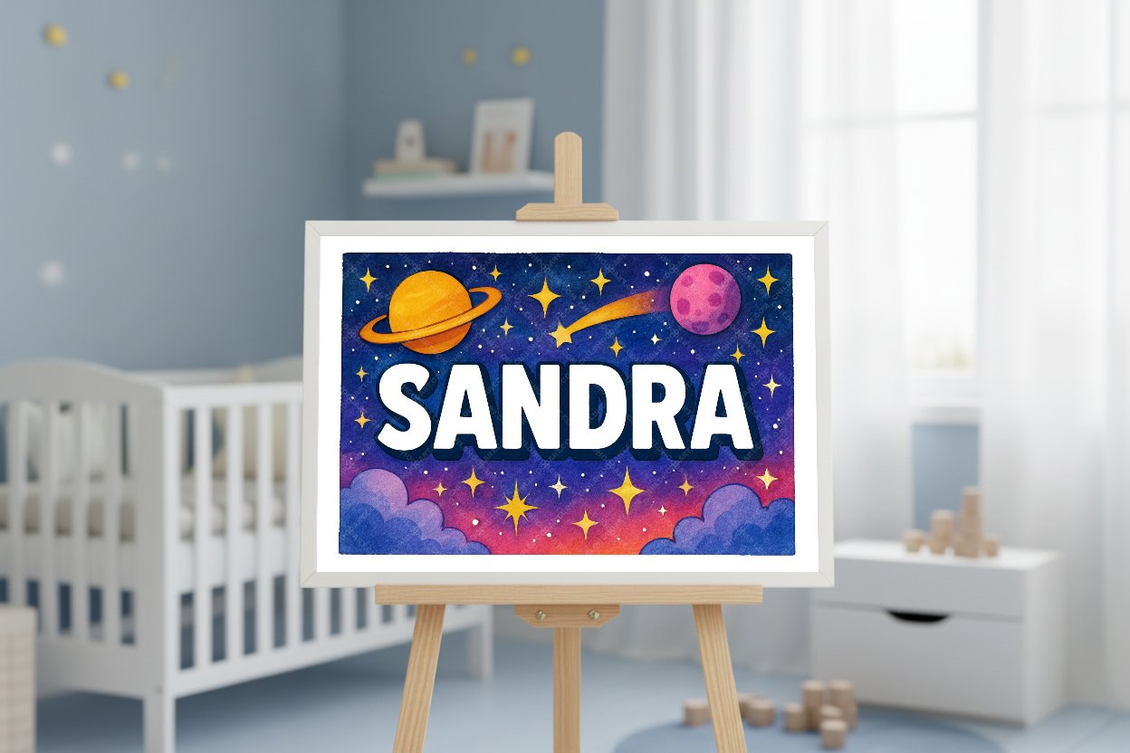 Personalized space name art for Sandra