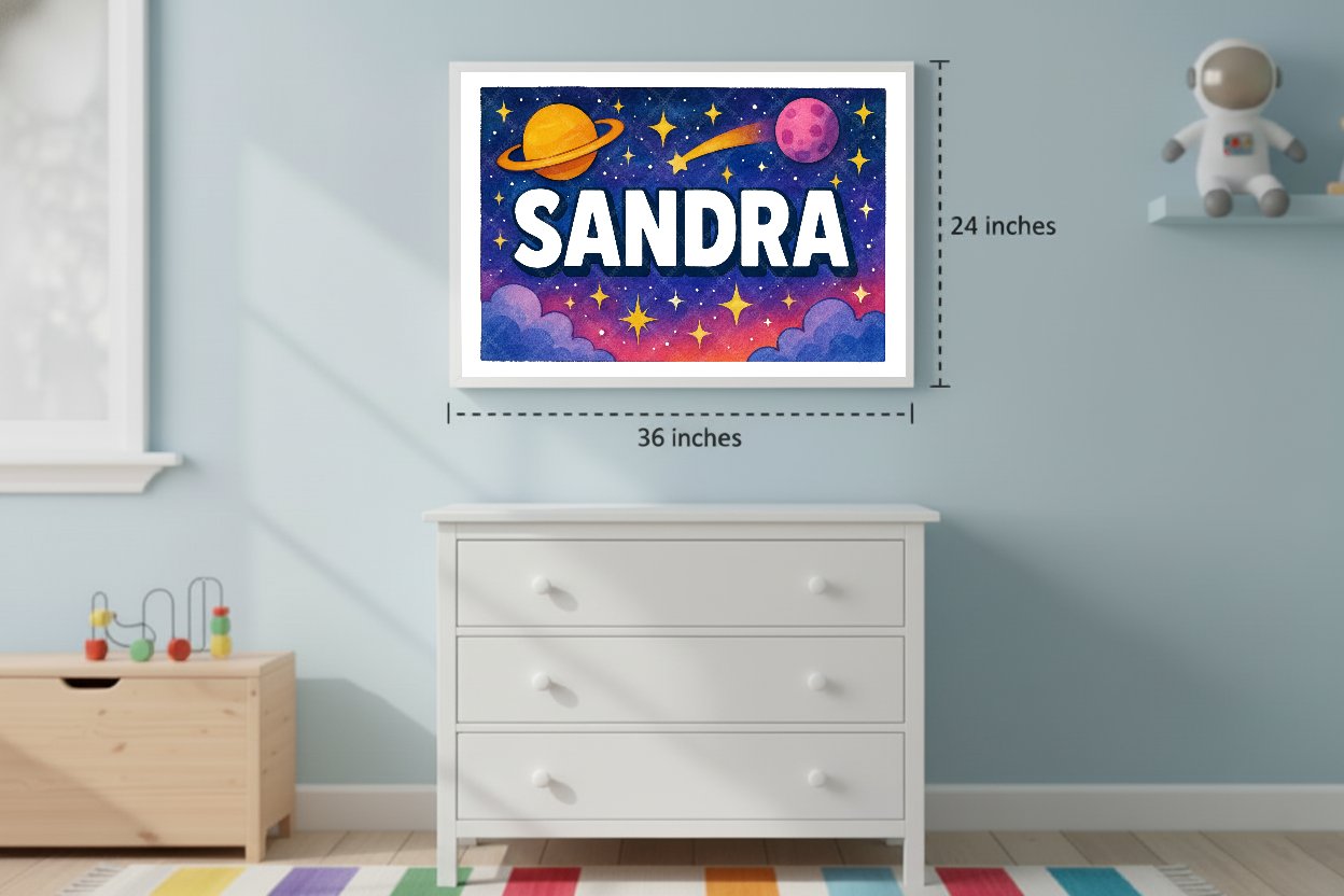 Personalized space name art for Sandra