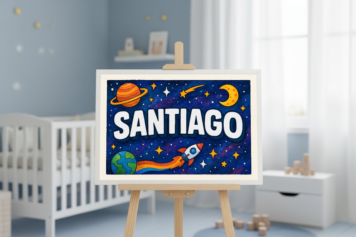 Personalized name art for Santiago