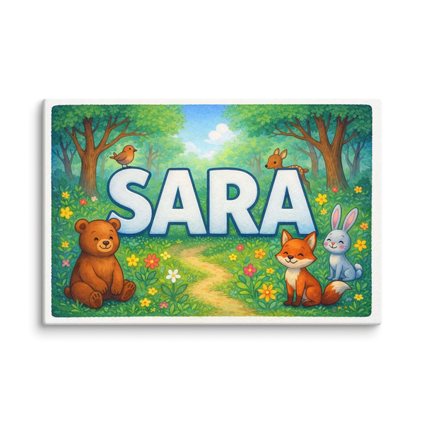 Sara Name Art - Forest Friends Personalized Wall Art