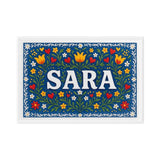 Sara Name Art - Floral Farmhouse personalized wall print for kids