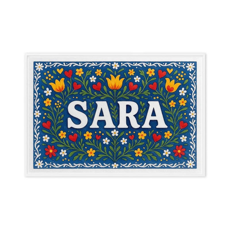 Sara Name Art - Floral Farmhouse personalized wall print for kids