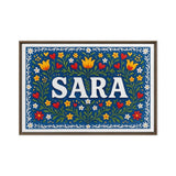 Sara Name Art - Floral Farmhouse personalized wall print for kids
