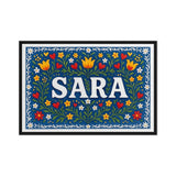 Sara Name Art - Floral Farmhouse personalized wall print for kids