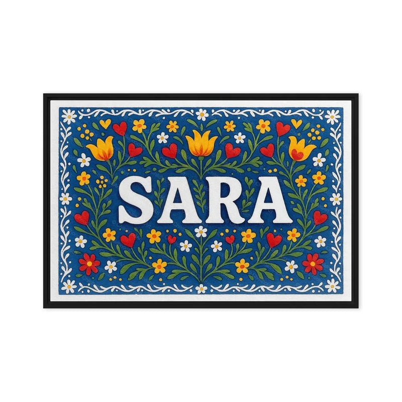Sara Name Art - Floral Farmhouse personalized wall print for kids
