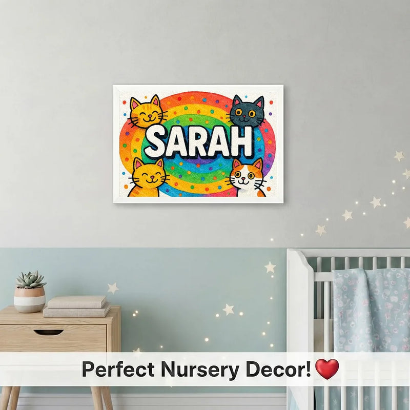 Playful personalized cat name art for Sarah