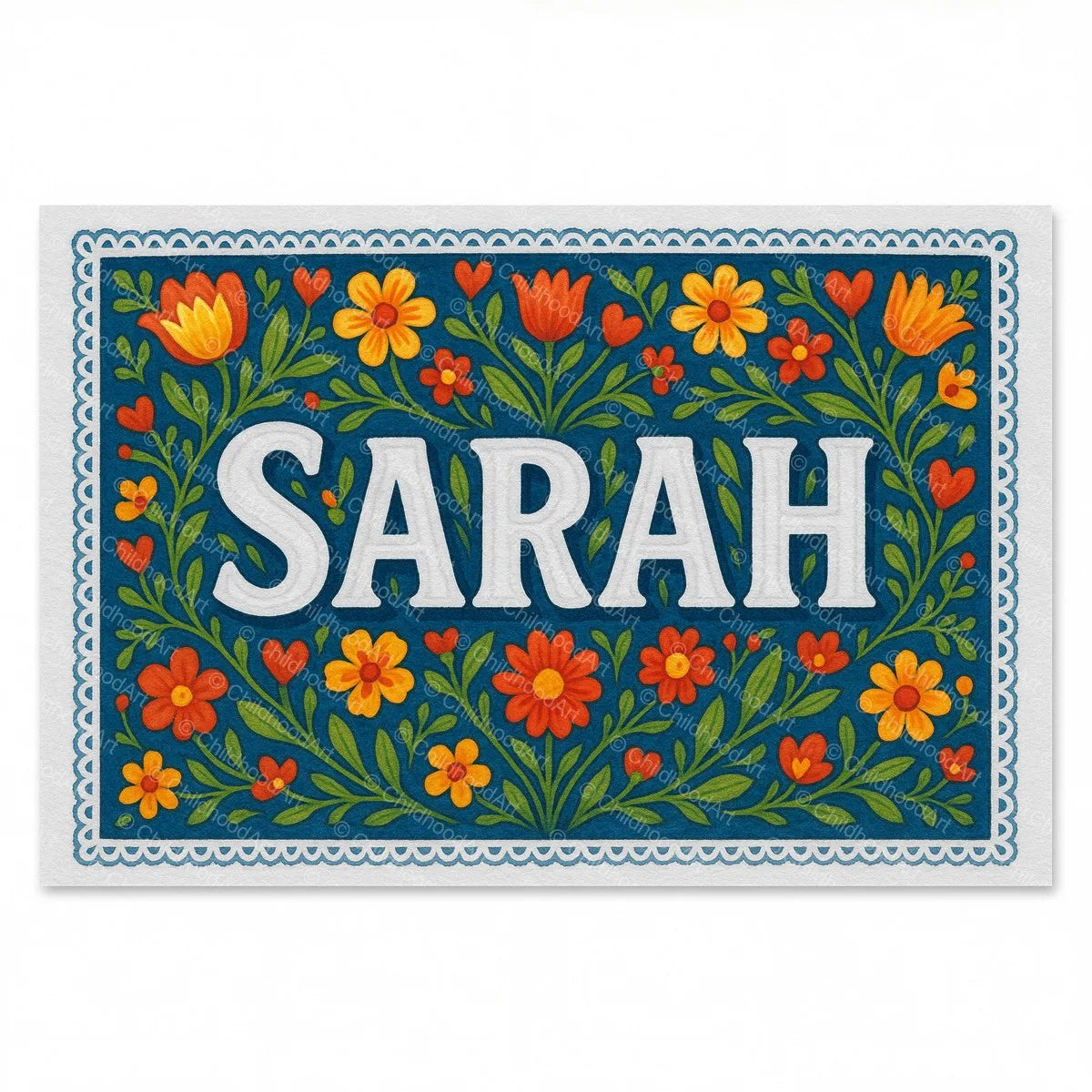 Sarah Floral Farmhouse Name Art - Full size image