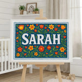 Calm personalized name art for Sarah