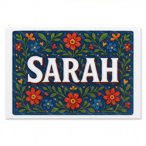 Sarah Floral Farmhouse Name Art