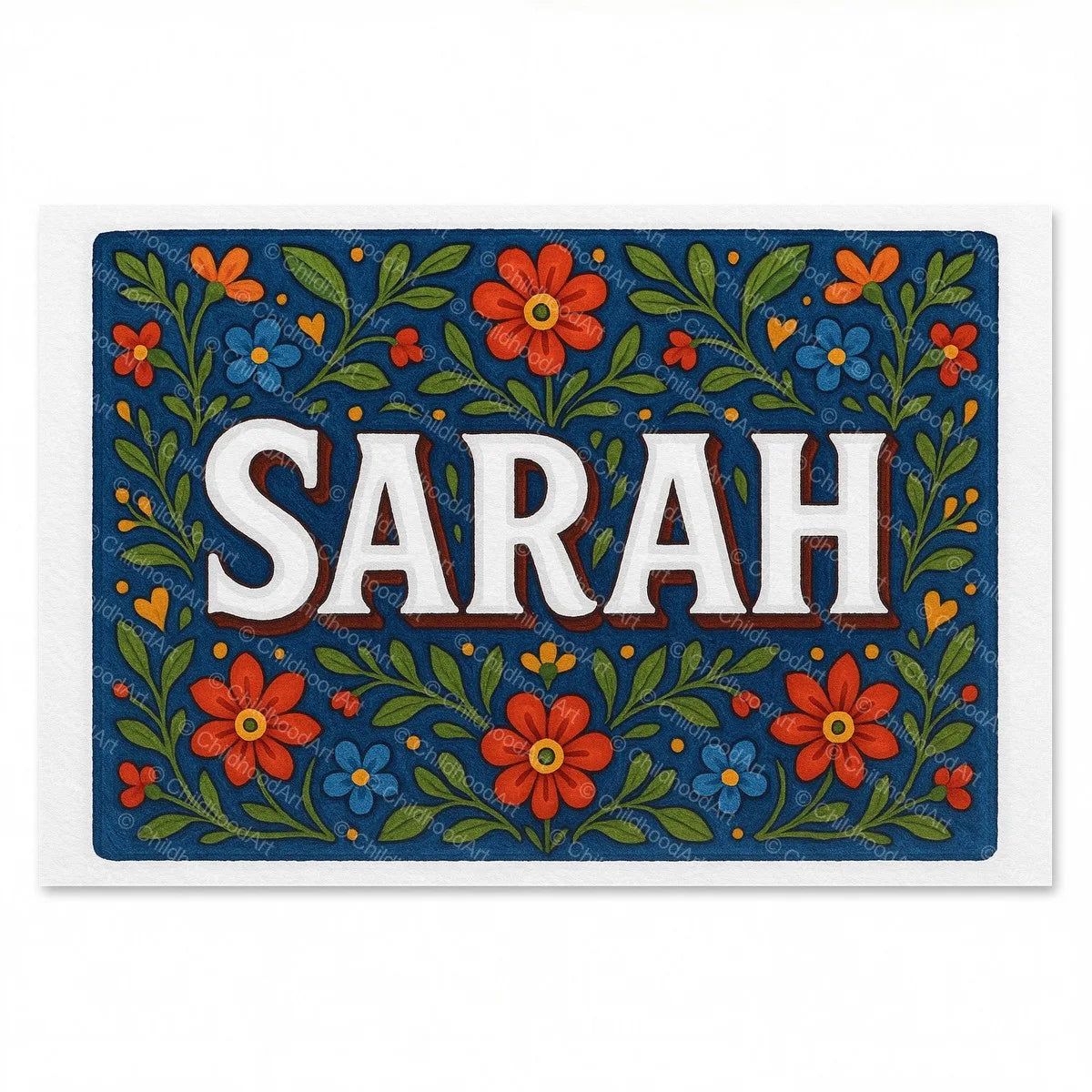 Sarah Floral Farmhouse Name Art - Full size image