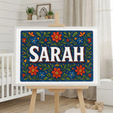 Calm personalized name art for Sarah