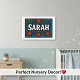 Calm personalized name art for Sarah