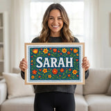 Calm personalized name art for Sarah