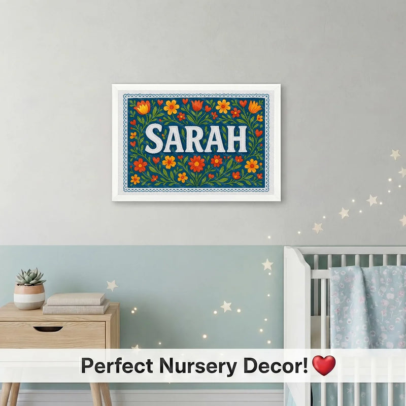 Calm personalized name art for Sarah