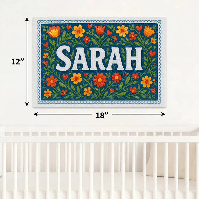 Calm personalized name art for Sarah