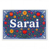 Sarai Name Art - Floral Farmhouse personalized wall print for kids