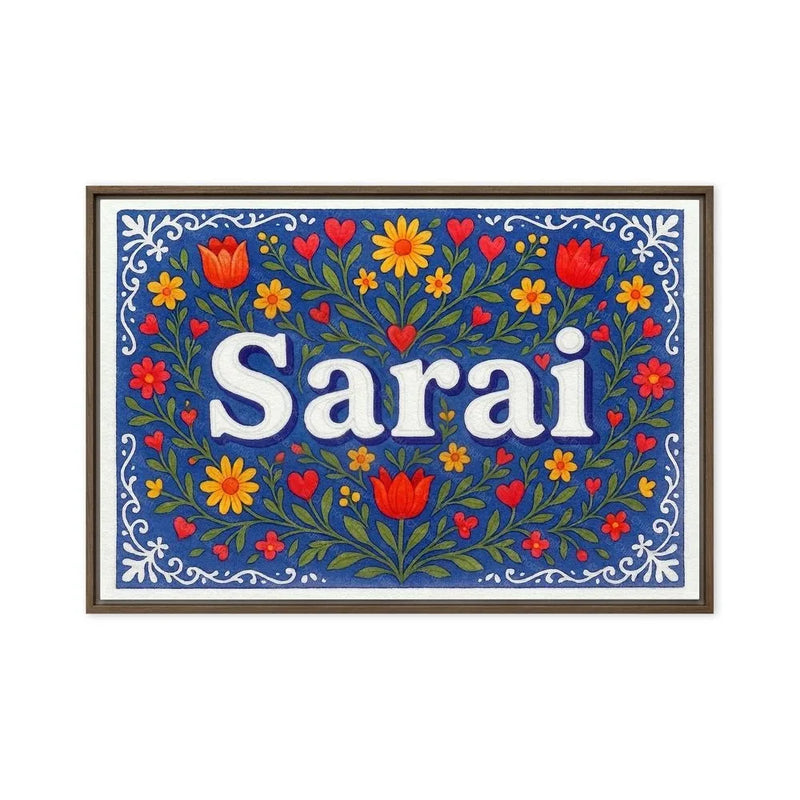 Sarai Name Art - Floral Farmhouse personalized wall print for kids