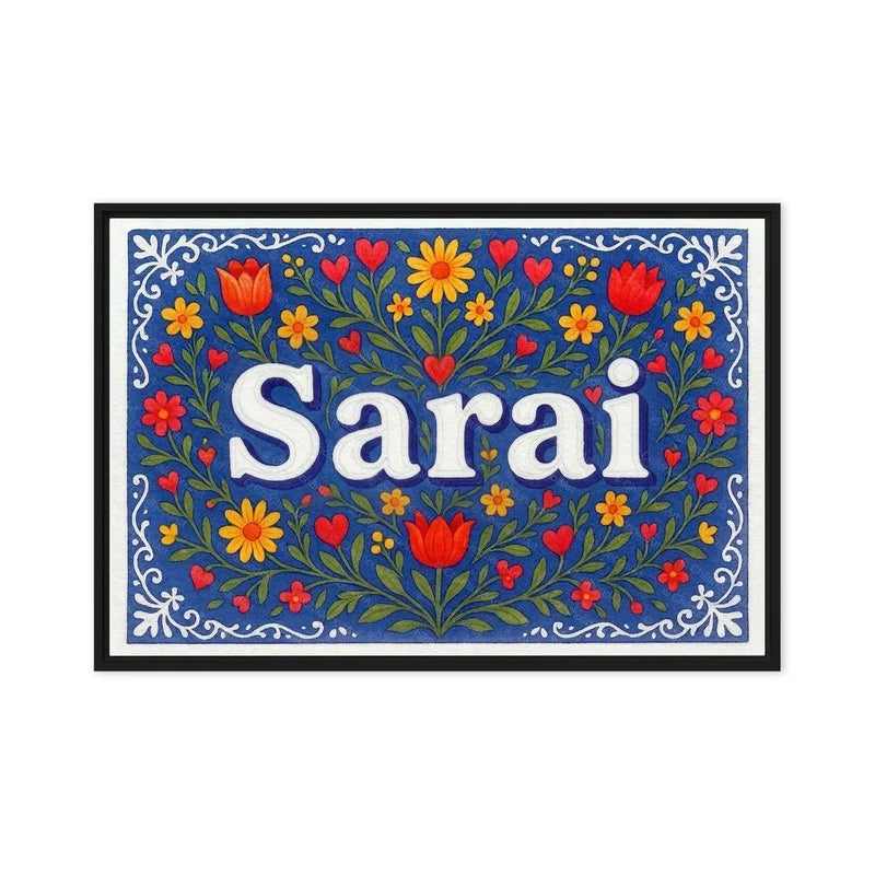 Sarai Name Art - Floral Farmhouse personalized wall print for kids